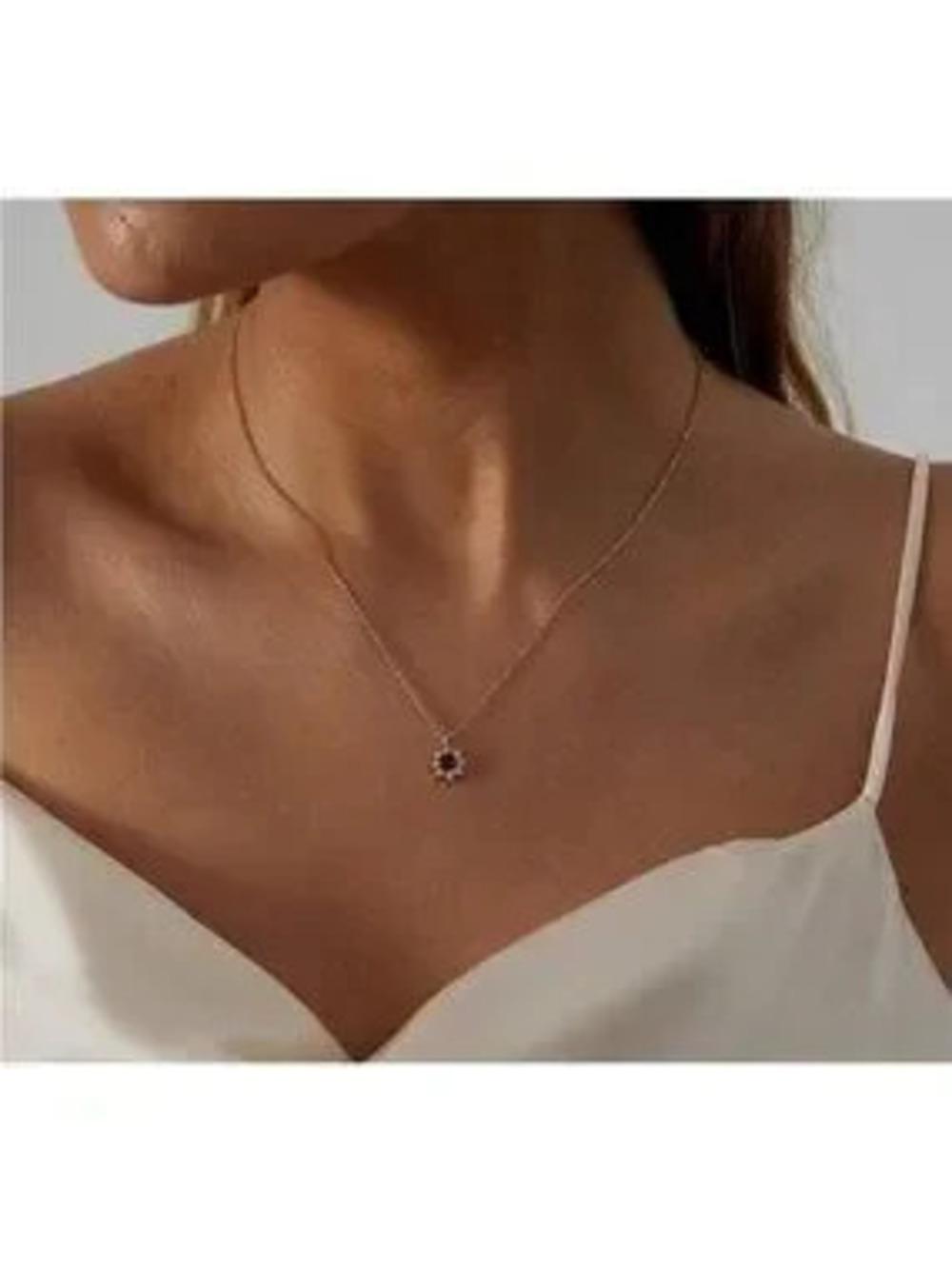 GOLD 14k Gold Plated Blue Cubic Zirconia Flower Pendant Necklace